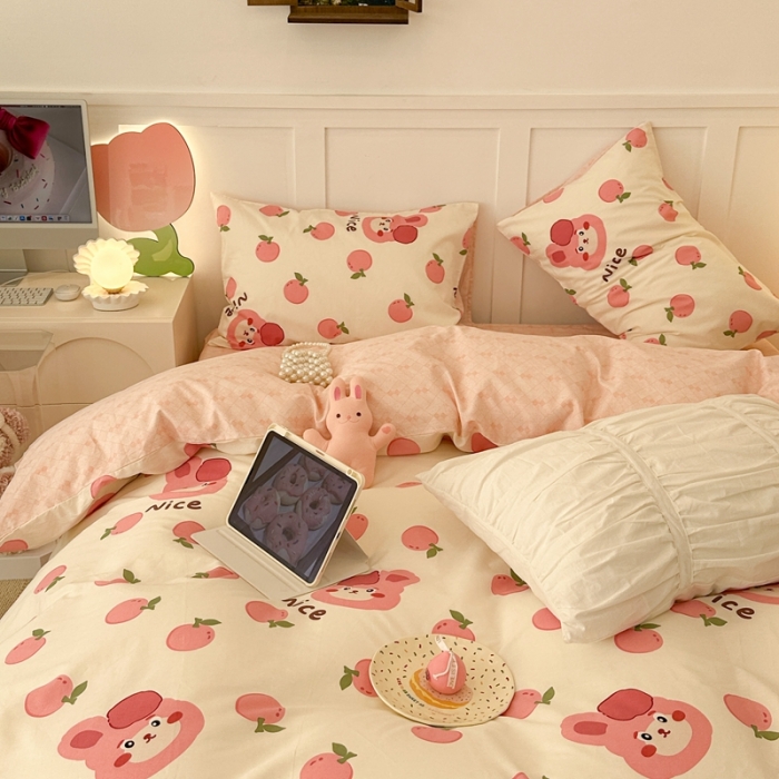 91家纺网 家纺一手货源 找家纺 昔可 2023春日新款全棉3 粉果果兔