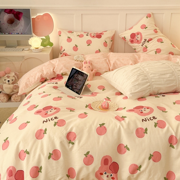 91家纺网 家纺一手货源 找家纺 昔可 2023春日新款全棉3 粉果果兔