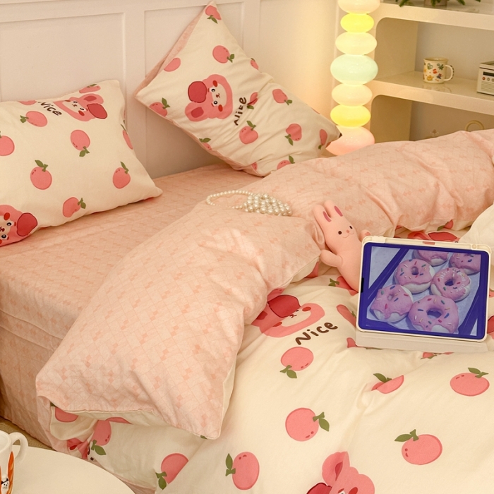 91家纺网 家纺一手货源 找家纺 昔可 2023春日新款全棉3 粉果果兔