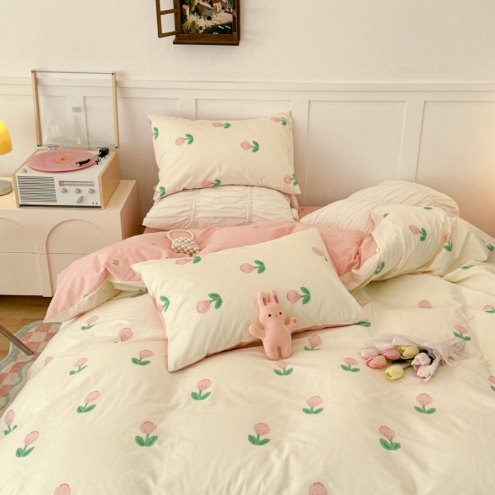 91家纺网 家纺一手货源 找家纺 昔可 2023春日新款全棉3 粉嫩小郁金