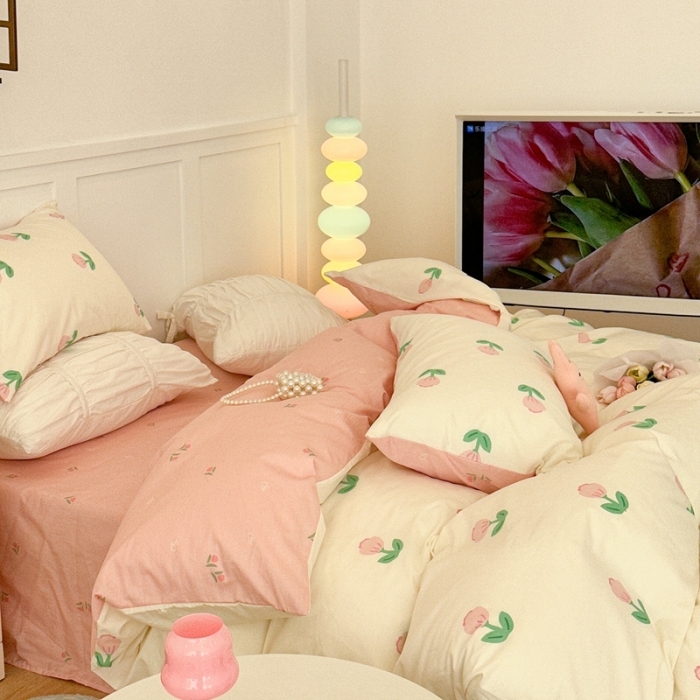 91家纺网 家纺一手货源 找家纺 昔可 2023春日新款全棉3 粉嫩小郁金