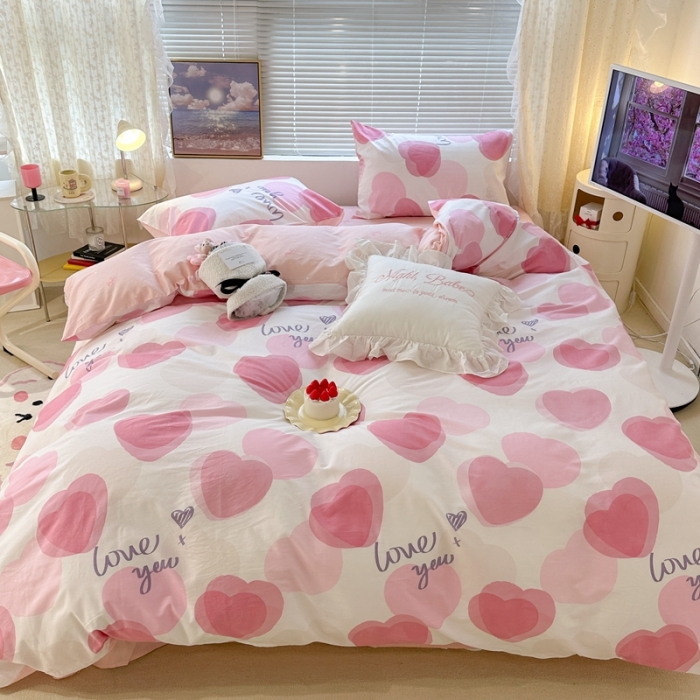 91家纺网 家纺一手货源 找家纺 昔可 2023春日新款全棉3 粉色心心相印