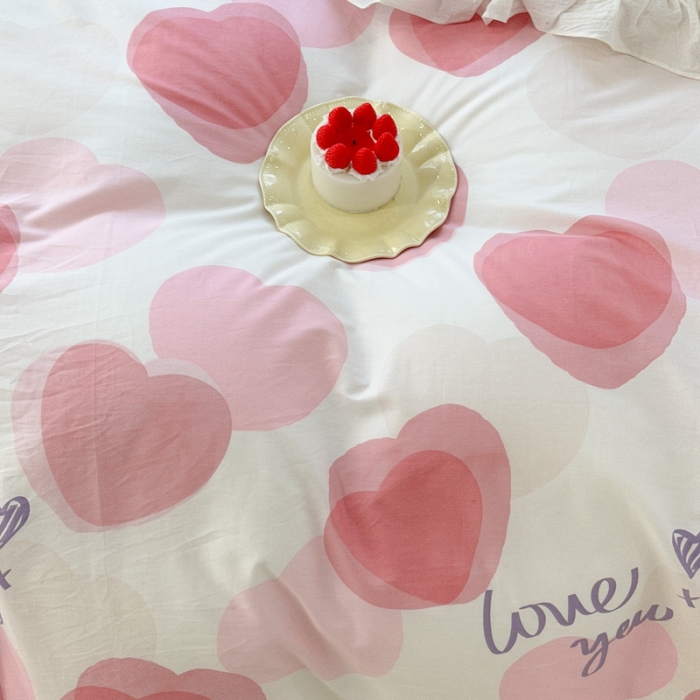 91家纺网 家纺一手货源 找家纺 昔可 2023春日新款全棉3 粉色心心相印