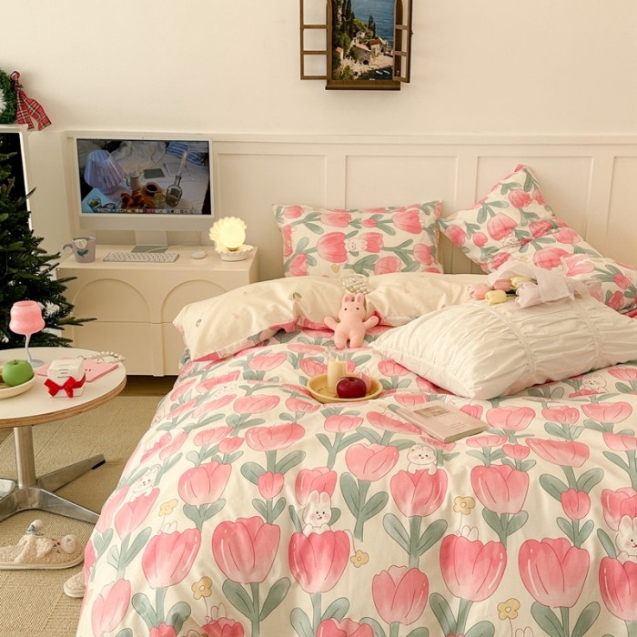 91家纺网 家纺一手货源 找家纺 昔可 2023春日新款全棉3 馥郁小兔几