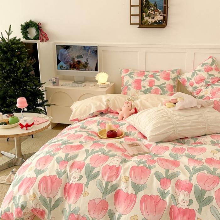 91家纺网 家纺一手货源 找家纺 昔可 2023春日新款全棉3 馥郁小兔几