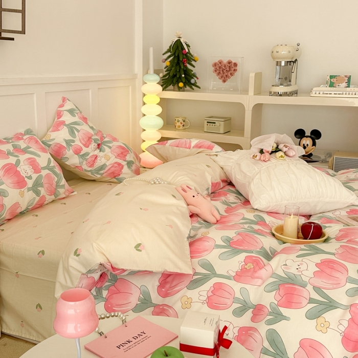 91家纺网 家纺一手货源 找家纺 昔可 2023春日新款全棉3 馥郁小兔几