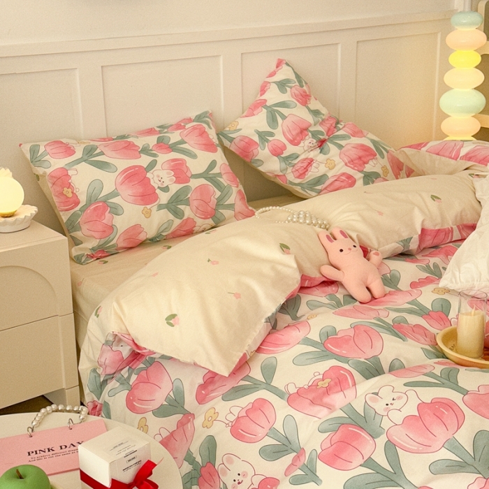 91家纺网 家纺一手货源 找家纺 昔可 2023春日新款全棉3 馥郁小兔几