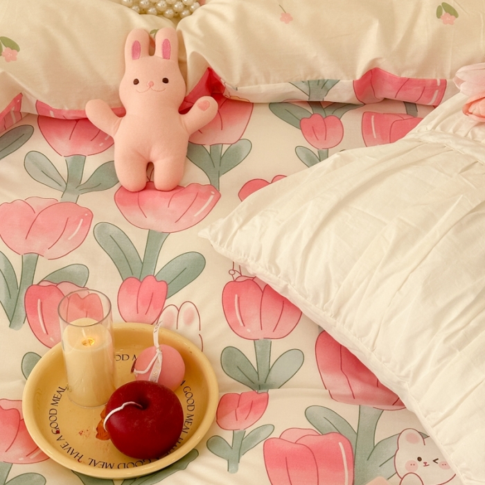 91家纺网 家纺一手货源 找家纺 昔可 2023春日新款全棉3 馥郁小兔几