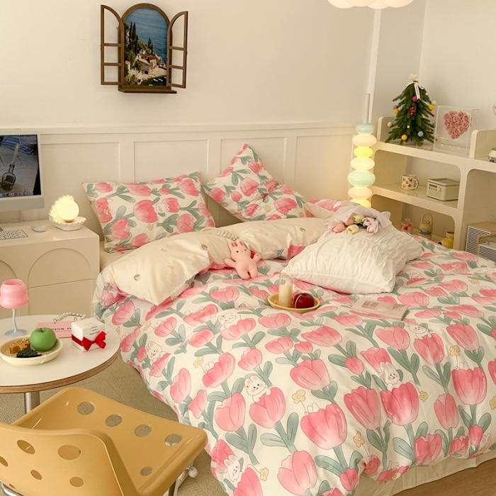 91家纺网 家纺一手货源 找家纺 昔可 2023春日新款全棉3 馥郁小兔几