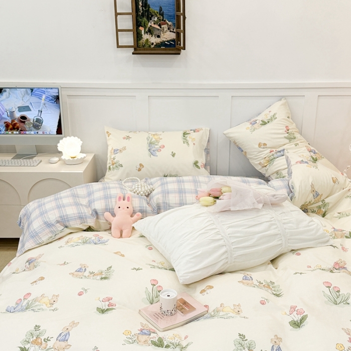 91家纺网 家纺一手货源 找家纺 昔可 2023春日新款全棉3 花丛兔兔