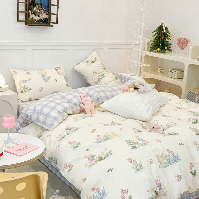 91家纺网 家纺一手货源 找家纺 昔可 2023春日新款全棉3 花丛兔兔