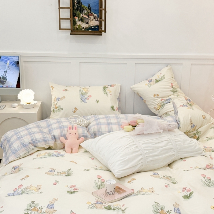 91家纺网 家纺一手货源 找家纺 昔可 2023春日新款全棉3 花丛兔兔