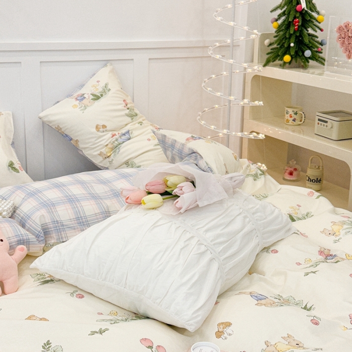 91家纺网 家纺一手货源 找家纺 昔可 2023春日新款全棉3 花丛兔兔