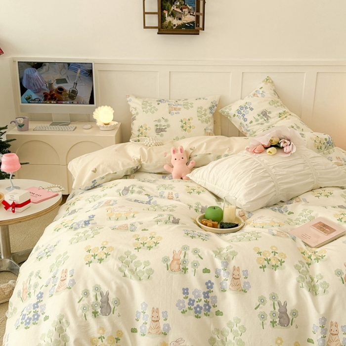 91家纺网 家纺一手货源 找家纺 昔可 2023春日新款全棉3 花花小兔