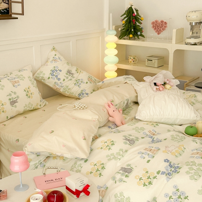 91家纺网 家纺一手货源 找家纺 昔可 2023春日新款全棉3 花花小兔