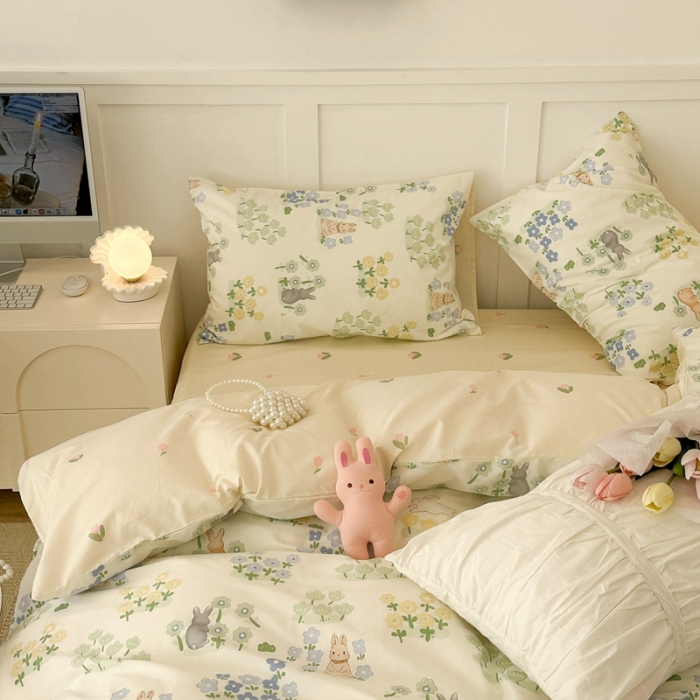 91家纺网 家纺一手货源 找家纺 昔可 2023春日新款全棉3 花花小兔