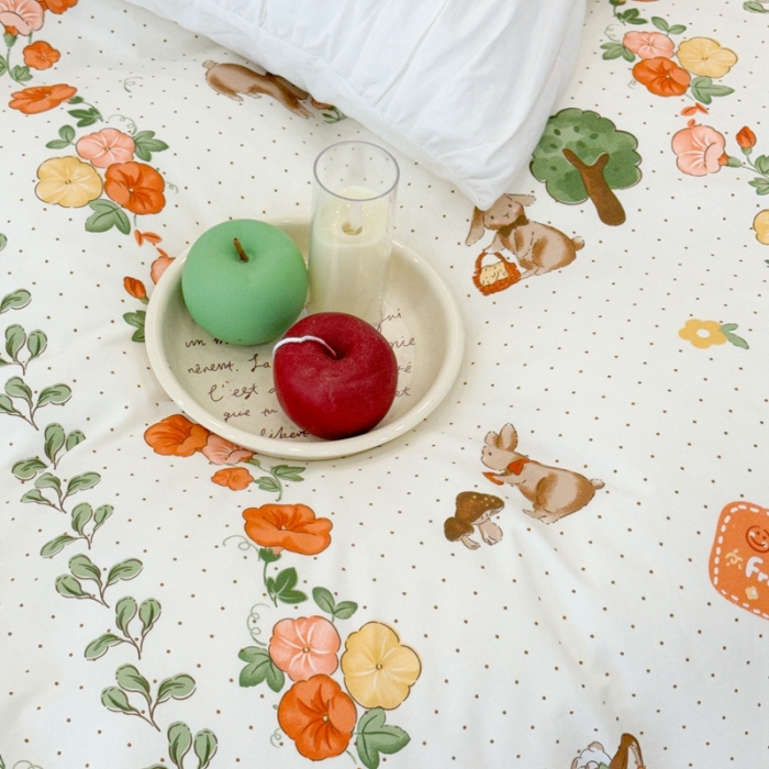 91家纺网 家纺一手货源 找家纺 昔可 2023春日新款全棉3 花间篮子兔