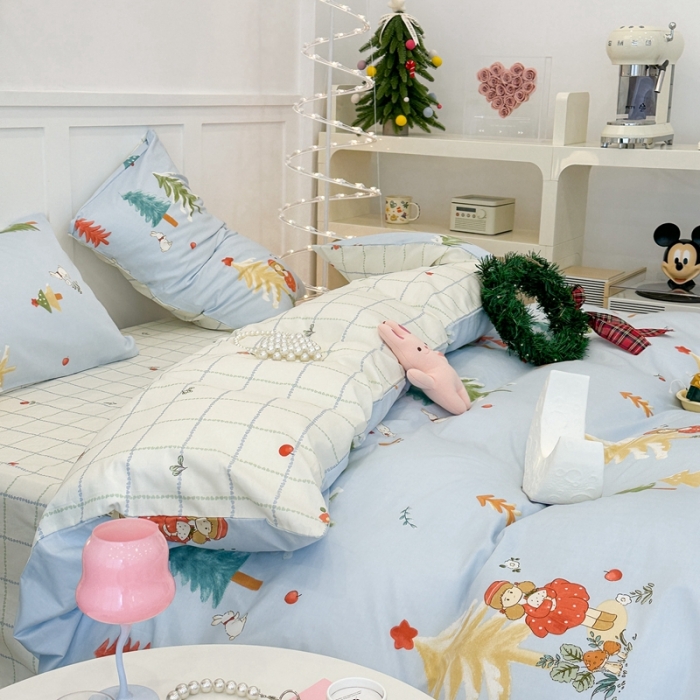 91家纺网 家纺一手货源 找家纺 昔可 2023春日新款全棉3 圣诞女孩