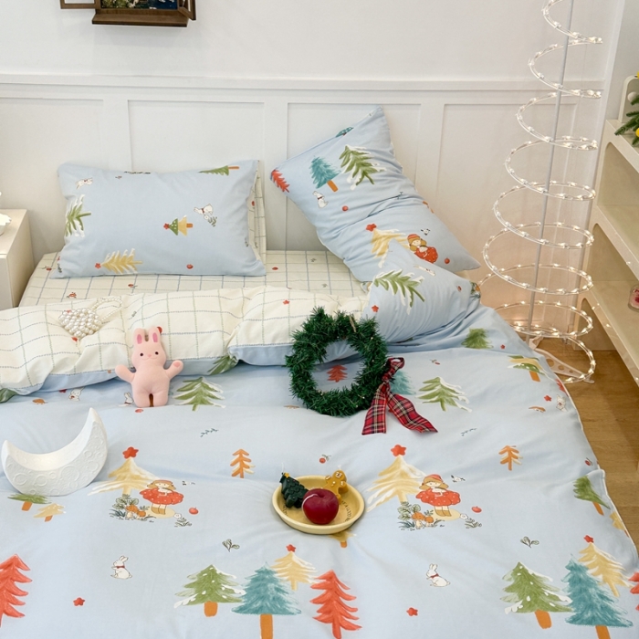 91家纺网 家纺一手货源 找家纺 昔可 2023春日新款全棉3 圣诞女孩