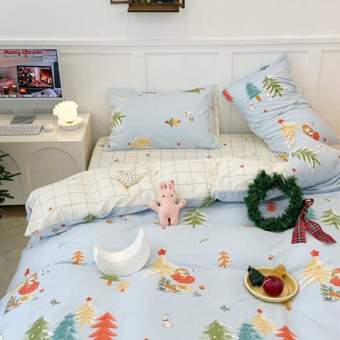 91家纺网 家纺一手货源 找家纺 昔可 2023春日新款全棉3 圣诞女孩