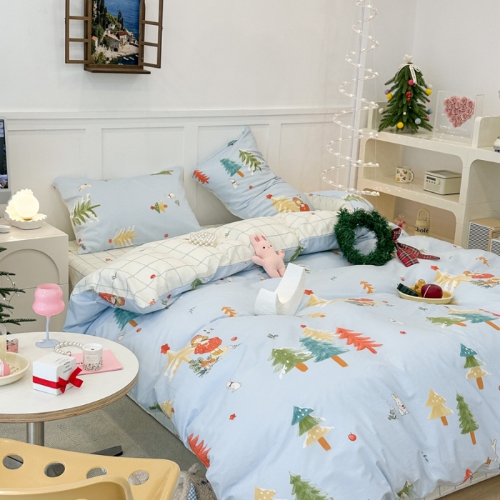 91家纺网 家纺一手货源 找家纺 昔可 2023春日新款全棉3 圣诞女孩