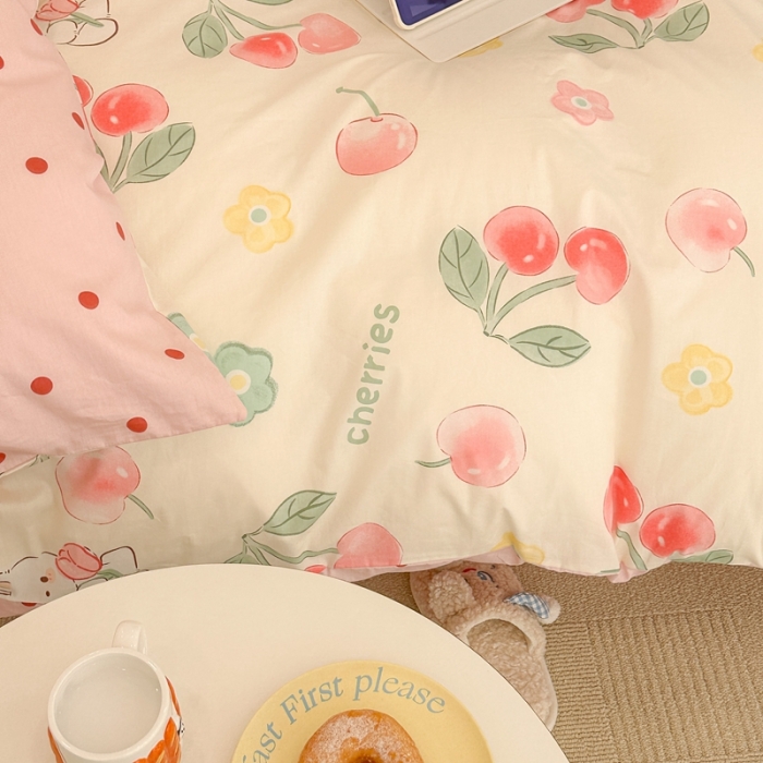 91家纺网 家纺一手货源 找家纺 昔可 2023春日新款全棉3 樱桃萌萌兔