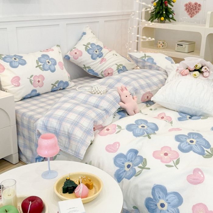 91家纺网 家纺一手货源 找家纺 昔可 2023春日新款全棉3 油画粉蓝花