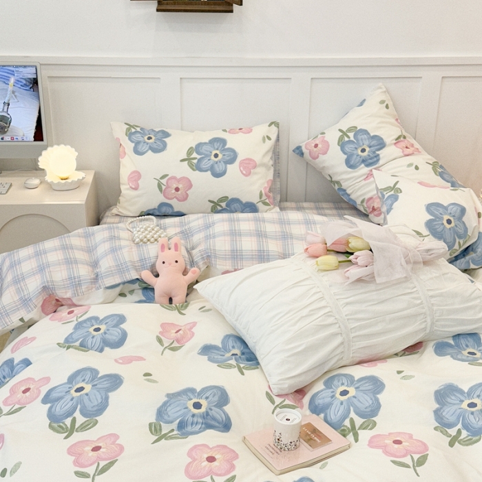 91家纺网 家纺一手货源 找家纺 昔可 2023春日新款全棉3 油画粉蓝花