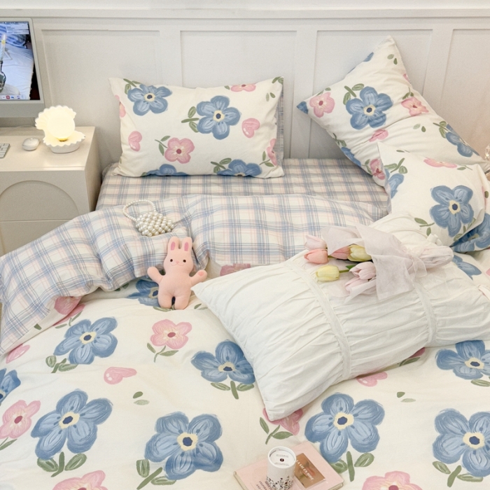 91家纺网 家纺一手货源 找家纺 昔可 2023春日新款全棉3 油画粉蓝花