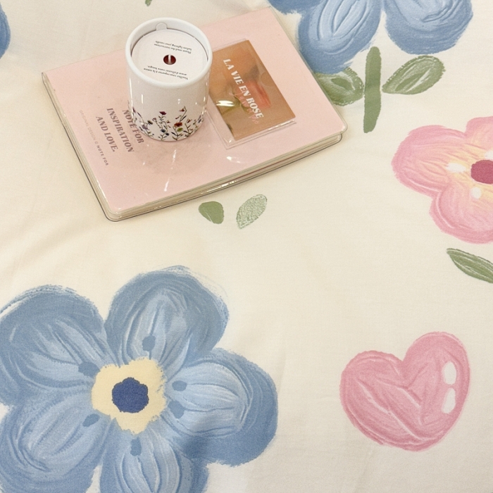 91家纺网 家纺一手货源 找家纺 昔可 2023春日新款全棉3 油画粉蓝花