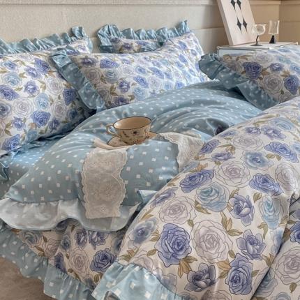 91家纺网 家纺一手货源 找家纺 （总）芷卧 2025新款韩版13372全棉四件套荷叶花边款