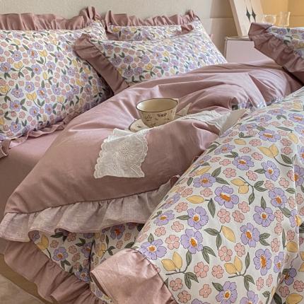 91家纺网 家纺一手货源 找家纺 （总）芷卧 2025新款韩版13372全棉四件套荷叶花边款