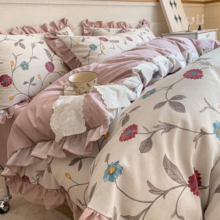 91家纺网 家纺一手货源 找家纺 （总）芷卧 2025新款韩版13372全棉四件套荷叶花边款