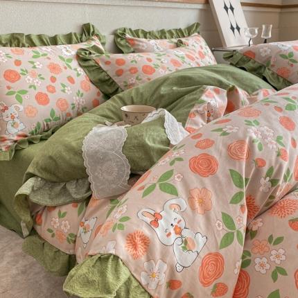 91家纺网 家纺一手货源 找家纺 （总）芷卧 2025新款韩版13372全棉四件套荷叶花边款