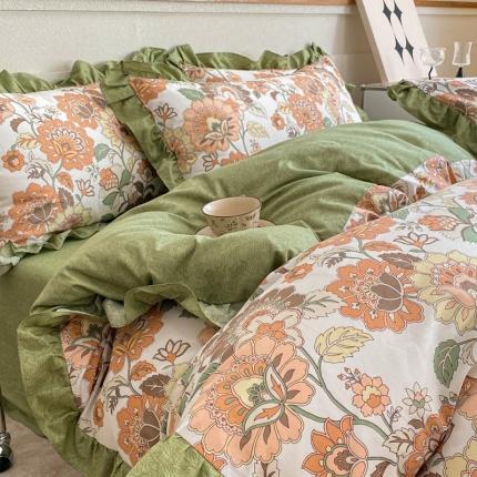 91家纺网 家纺一手货源 找家纺 （总）芷卧 2025新款韩版13372全棉四件套荷叶花边款