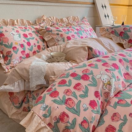 91家纺网 家纺一手货源 找家纺 （总）芷卧 2025新款韩版13372全棉四件套荷叶花边款