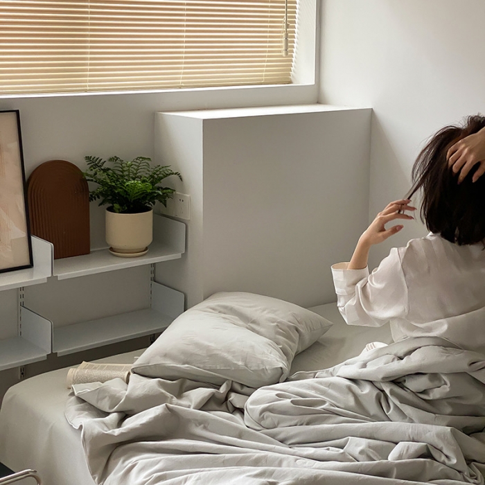 91家纺网 家纺一手货源 找家纺 莱福仕家纺2024新款泡芙水洗棉大豆夏被 爱心-素雅灰