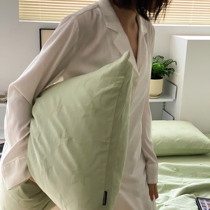 91家纺网 家纺一手货源 找家纺 莱福仕家纺2024新款泡芙水洗棉大豆夏被 星愿-抹茶绿