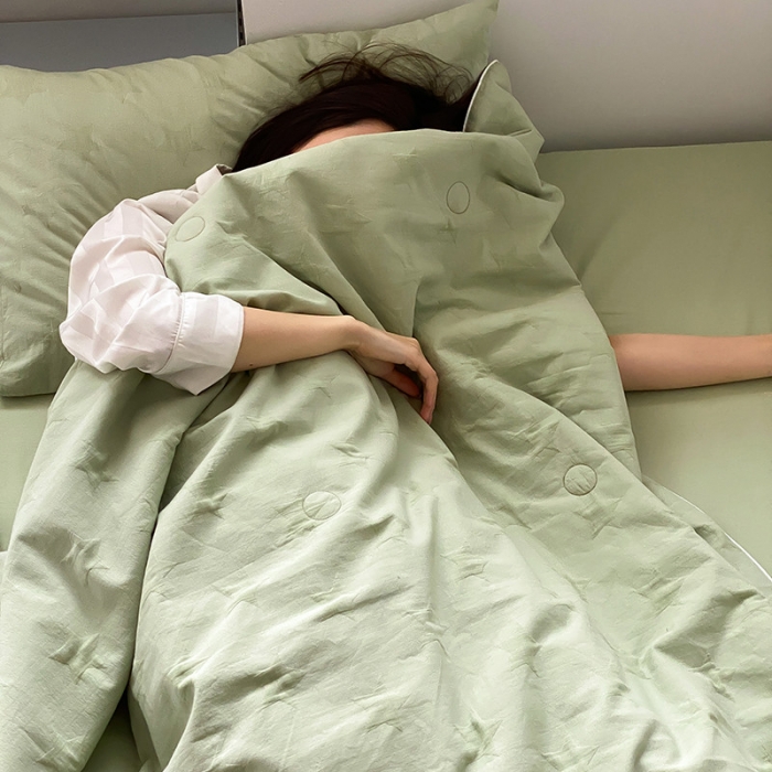 91家纺网 家纺一手货源 找家纺 莱福仕家纺2024新款泡芙水洗棉大豆夏被 星愿-抹茶绿