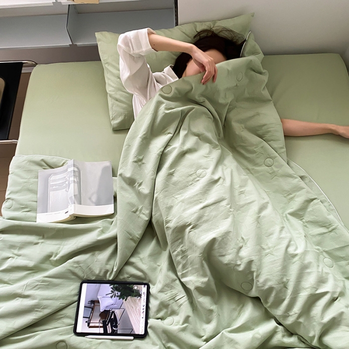 91家纺网 家纺一手货源 找家纺 莱福仕家纺2024新款泡芙水洗棉大豆夏被 星愿-抹茶绿