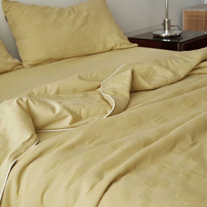 91家纺网 家纺一手货源 找家纺 莱福仕家纺2024新款泡芙水洗棉大豆夏被 缘缘-奶黄