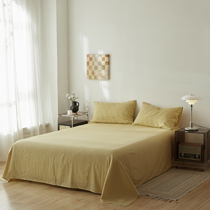 91家纺网 家纺一手货源 找家纺 莱福仕家纺2024新款泡芙水洗棉大豆夏被 缘缘-奶黄