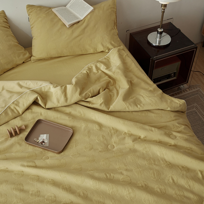 91家纺网 家纺一手货源 找家纺 莱福仕家纺2024新款泡芙水洗棉大豆夏被 缘缘-奶黄