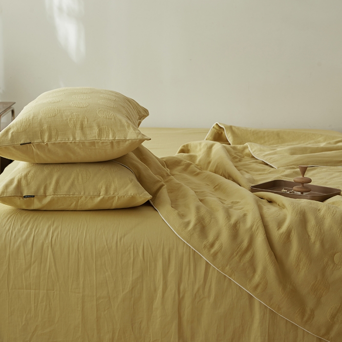 91家纺网 家纺一手货源 找家纺 莱福仕家纺2024新款泡芙水洗棉大豆夏被 缘缘-奶黄