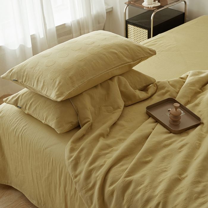 91家纺网 家纺一手货源 找家纺 莱福仕家纺2024新款泡芙水洗棉大豆夏被 缘缘-奶黄