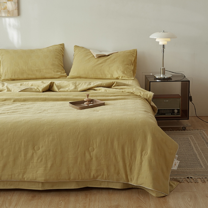 91家纺网 家纺一手货源 找家纺 莱福仕家纺2024新款泡芙水洗棉大豆夏被 缘缘-奶黄