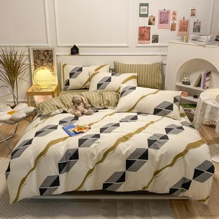 91家纺网 家纺一手货源 找家纺 晨希 2023新款全棉印花四件套 时空