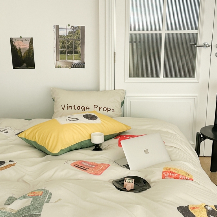 91家纺网 家纺一手货源 找家纺 昔可 2023新款大版全棉 复古留声机