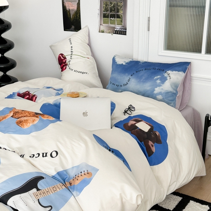 91家纺网 家纺一手货源 找家纺 昔可 2023新款大版全棉 吉他小熊