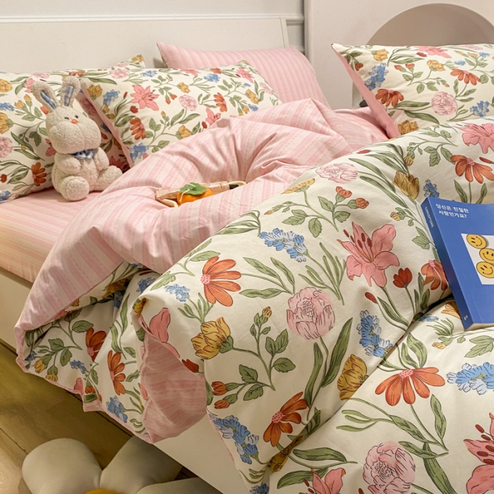 91家纺网 家纺一手货源 找家纺 晨希 2023新款全棉印花四件套 百花园